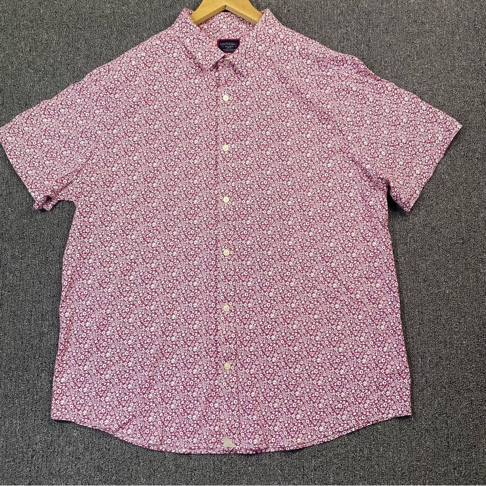 UNTUCKit Chaddsford Berry SS Button-Up Shirt XXL Light Red Ditsy Floral Resort